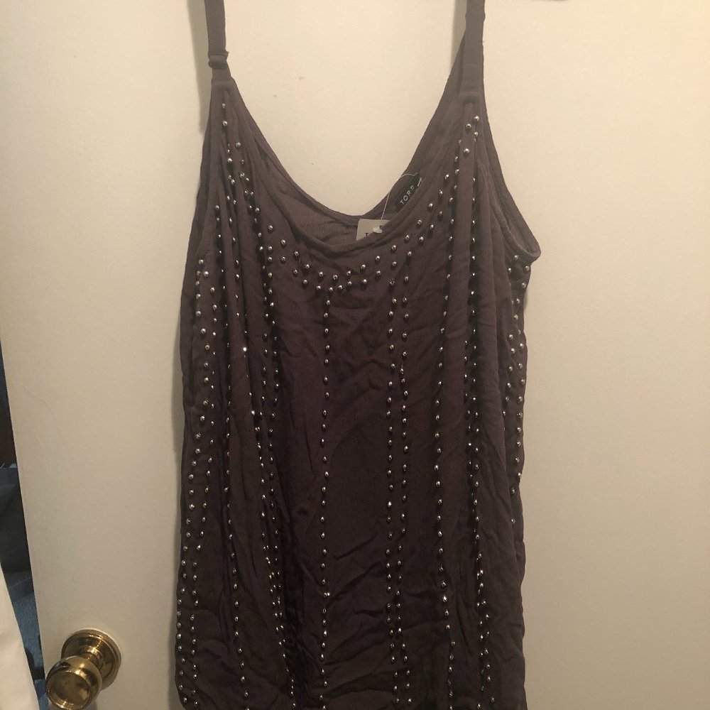 Grey Cami Style shirt with silver beads